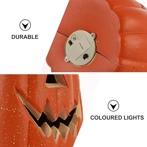 Miniatura 9 de Uonlytech Lámpara de calabaza para decoración de Halloween, lámpara de calabaza con luces LED de plástico, bandeja escalonada, funciona con pilas,