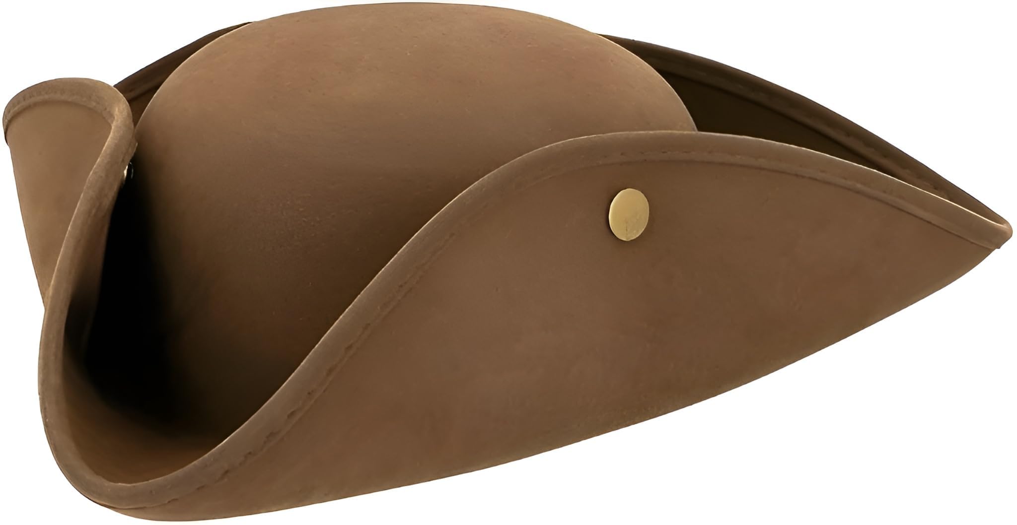 Boland Faux Leather Brown Pirate Hat, Tricorn, Unisex for Men and Women, Pirate Fancy Dress Accessory, Headwear, Halloween, Adult, One Size (Brown)