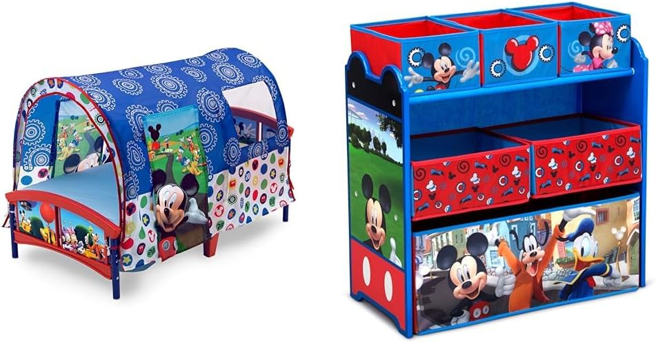 Delta Children Toddler Tent Bed, Disney Mickey Mouse & Disney Mickey Mouse 6 Bin Design and Store Toy Organizer