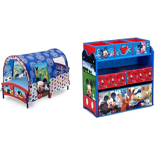 Delta Children Toddler Tent Bed, Disney Mickey Mouse & Disney Mickey Mouse 6 Bin Design and Store Toy Organizer