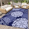 LuxStep Outdoor Rug Waterproof Outdoor Plastic Straw Rug Reversible Patio Rug Mat Outdoor Decor Large Area Mats for RV, Picnic, Backyard, Deck, Balcony, Porch, Beach, Camping, 4'x 6',Blue