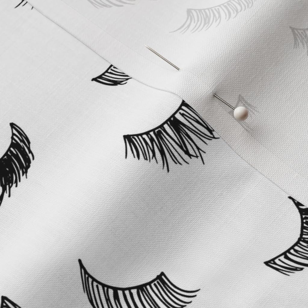 Spoonflower Fabric - Eyelashes Eye Beauty Black White Girls Makeup Printed on Petal Signature Cotton Fabric by The Yard - Sewing Quilting Apparel Crafts Decor