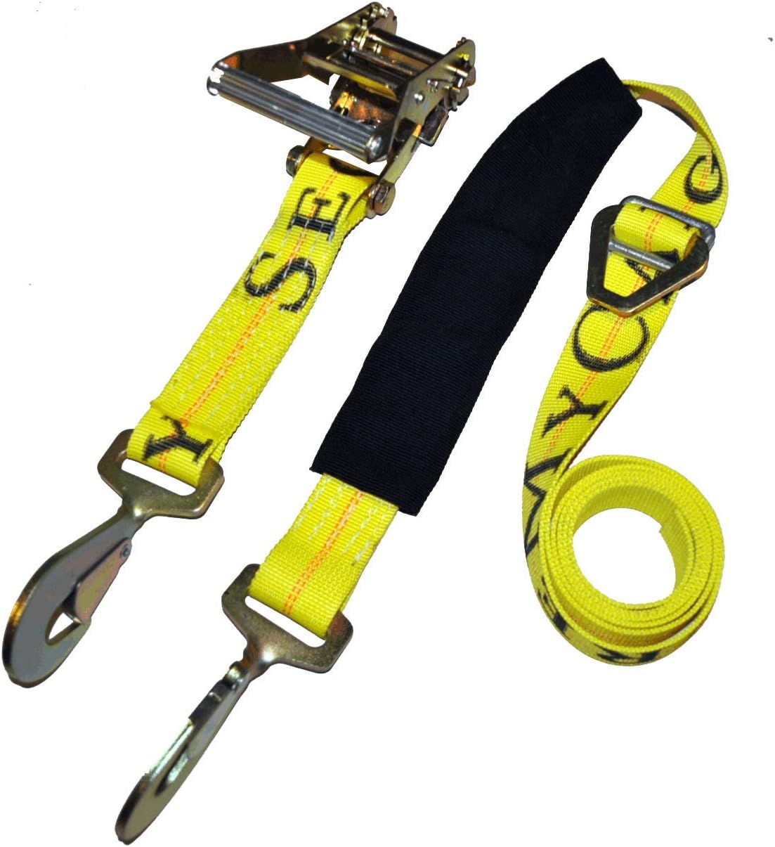 SecureMyCargo 2" Ratchet Axle Strap Twist Hook/Twist Hook 8' Yellow
