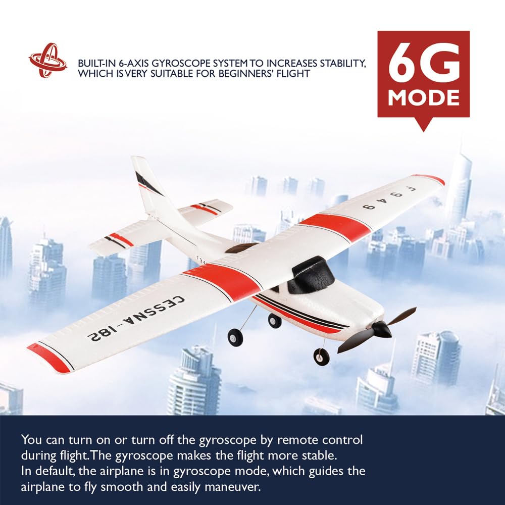 Avion Télécommandé F949 CESSNA-182 3D6G 3 Canaux Moteur 720 RC pour Adulte avec 2 Piles