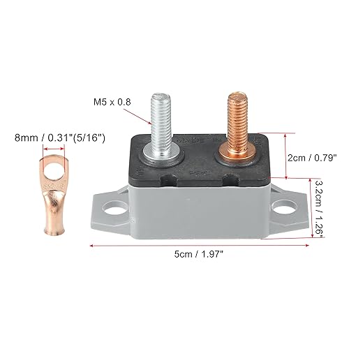 Miniatura 4 de X AUTOHAUX 1 juego de disyuntor de reinicio automático de 12-24 V 5 A con cubierta roja, kit de terminales de alambre para automóvil, camión,