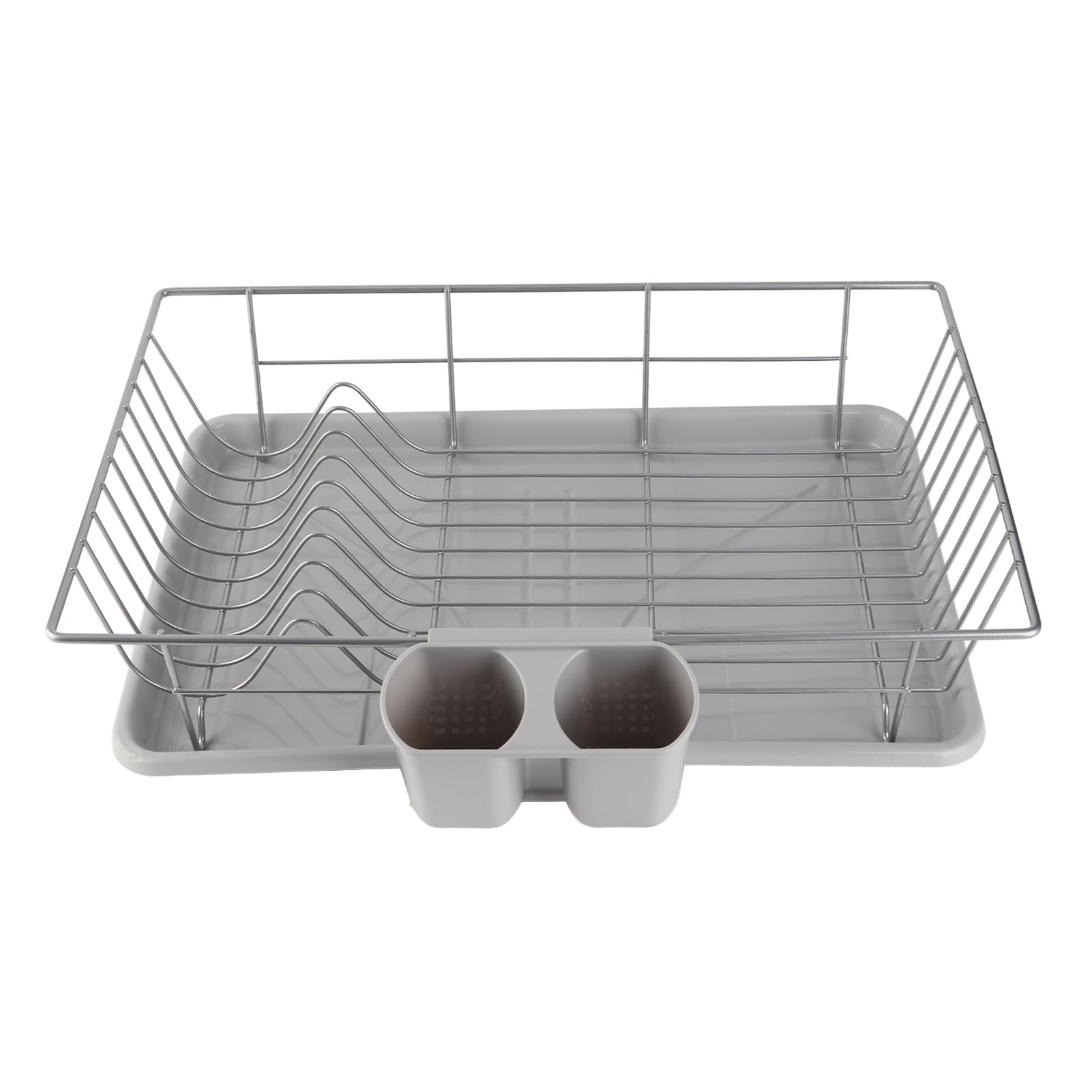 GLOGLOW Rejilla para Secar Platos Soporte para Utensilios de Cocina de Metal, Rejillas para Platos de Acero Galvanizado con Bandeja de Goteo y Rejilla para Palillos Extraíble, 48 X 30 X 11 Cm para de