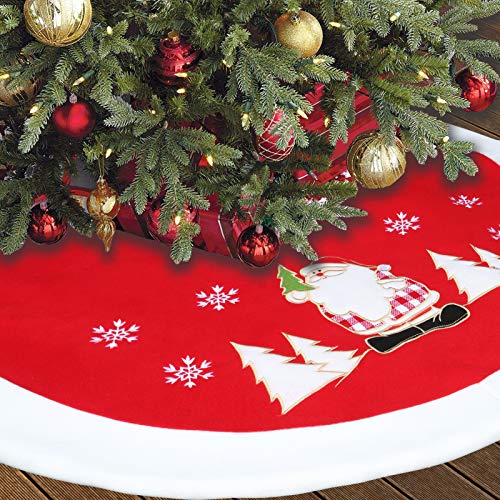 Shinelee 90cm/36” Falda de Árbol de Navidad Rojo Falda del Árbol de Navidad Cubierta de Base de Árbol de Navidad Falda para el Árbol Decoración Casa para Navidad Fiesta Vacaciones Cover