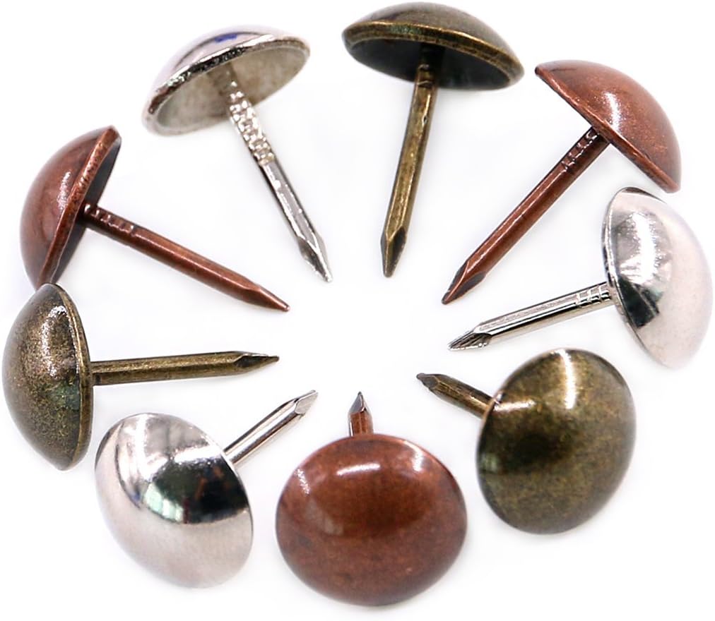 Hilitchi 360-Pcs [3-Color] 7/16''(11mm) Antique Upholstery Nails Tacks Furniture Tacks Upholstery Tacks Thumb Tack Push Pins Assortment Kit