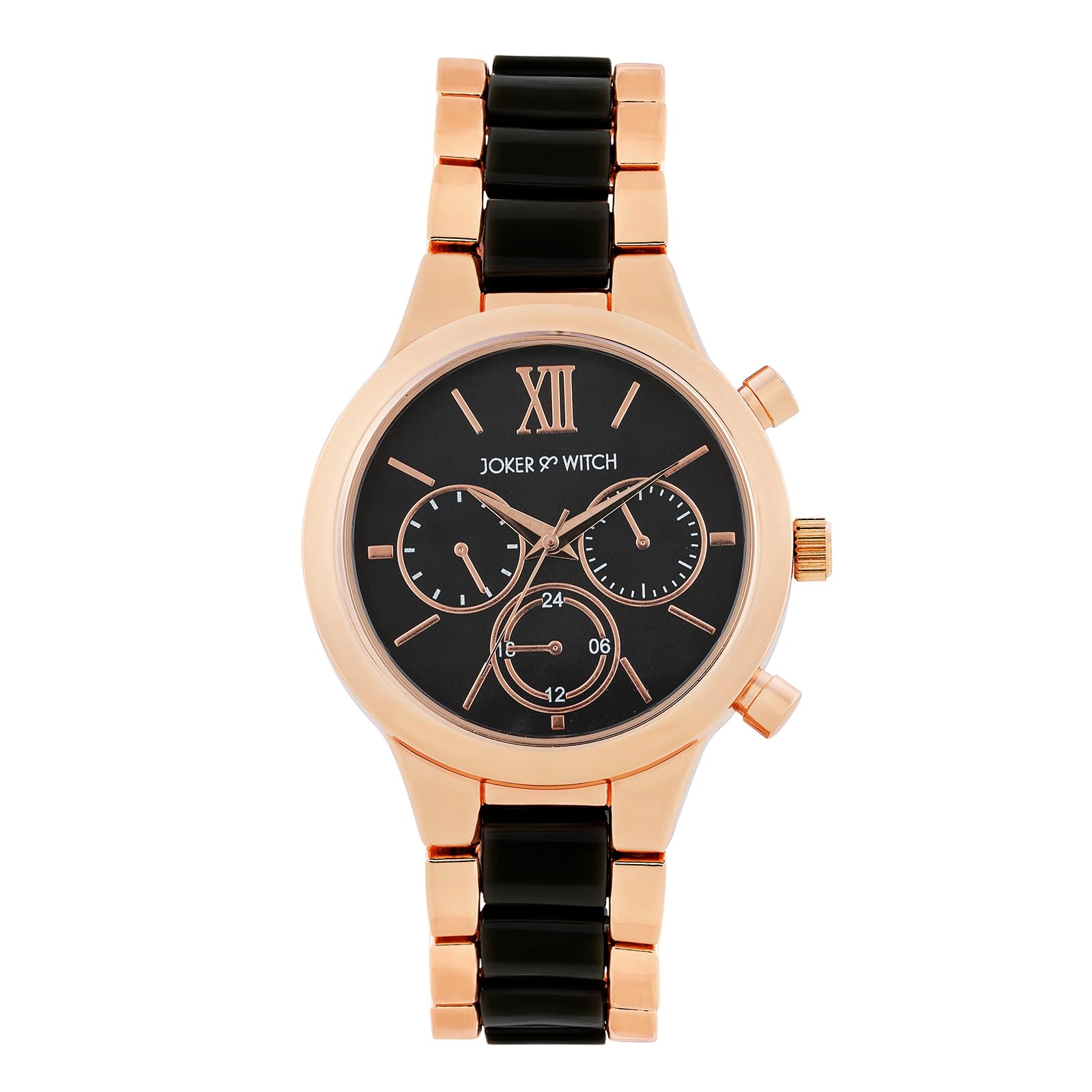 Clara Royale Black and Rose Gold Dual-Tone Watch with a Classic Black Sunray Dial for Women-image-49
