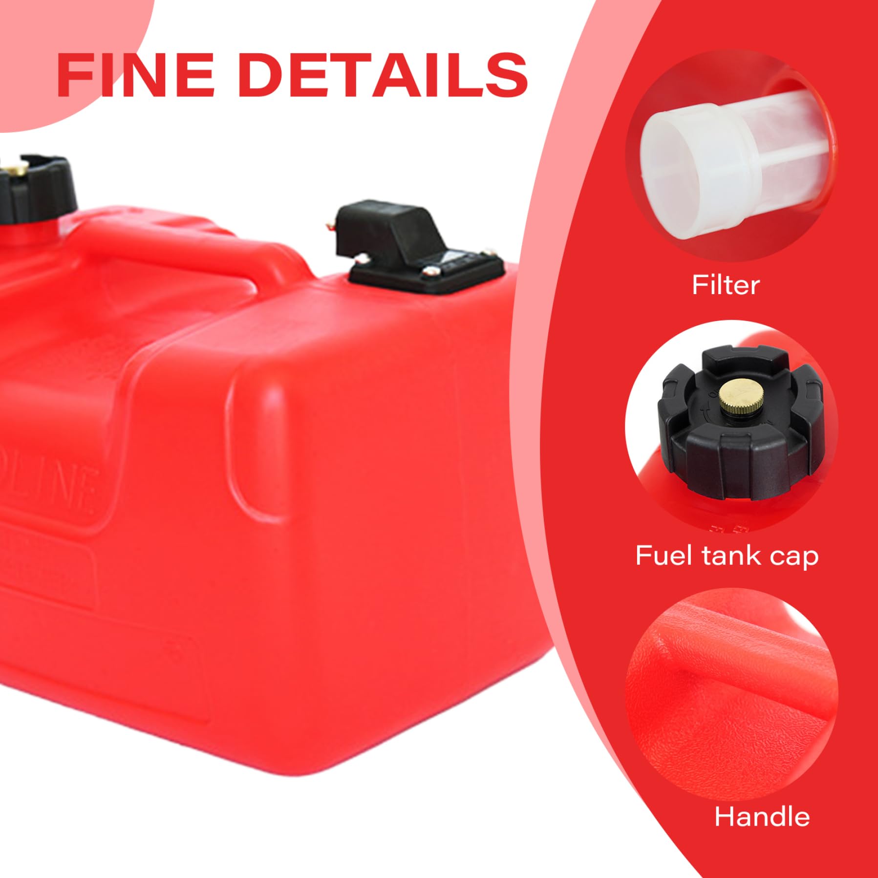 Serbatoio Carburante Fuoribordo Portatile Da 12 Litri, In Plastica Rossa, Per Barche, Gommoni, Kayak