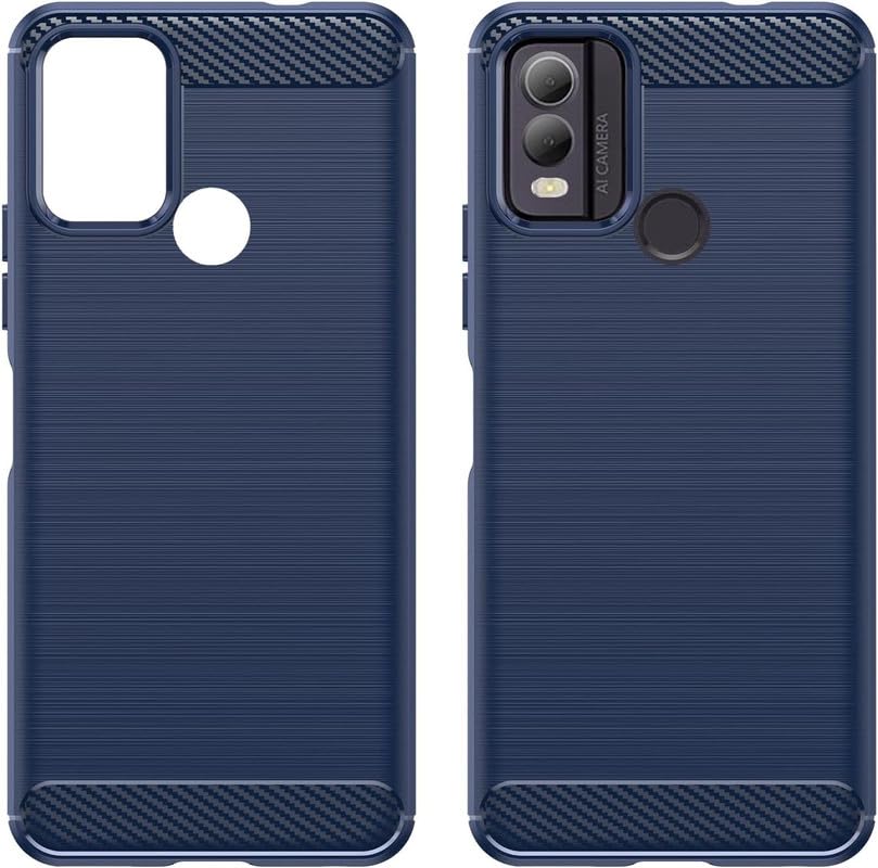 Image of NPRC Hybrid Ultra Slim Protective Case TPU Non-Slip Carbon Fiber Texture Shockproof Case Cover for Nokia C22 - Blue