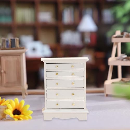 Miniatura 6 de Gabinete de almacenamiento vertical de casa de muñecas a escala 1/12, modelo de muebles de madera, superficie lisa y decoración de dormitorio