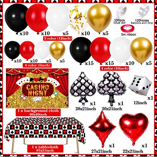 Winrayk 125Pcs Casino Theme Party Decorations Birthday Supplies Casino Red And Black Balloon Garland Poker Tablecloth Casino Backdrop Dice Poker Balloon Casino Games Las Vegas Casino Party Decorations #TOP1