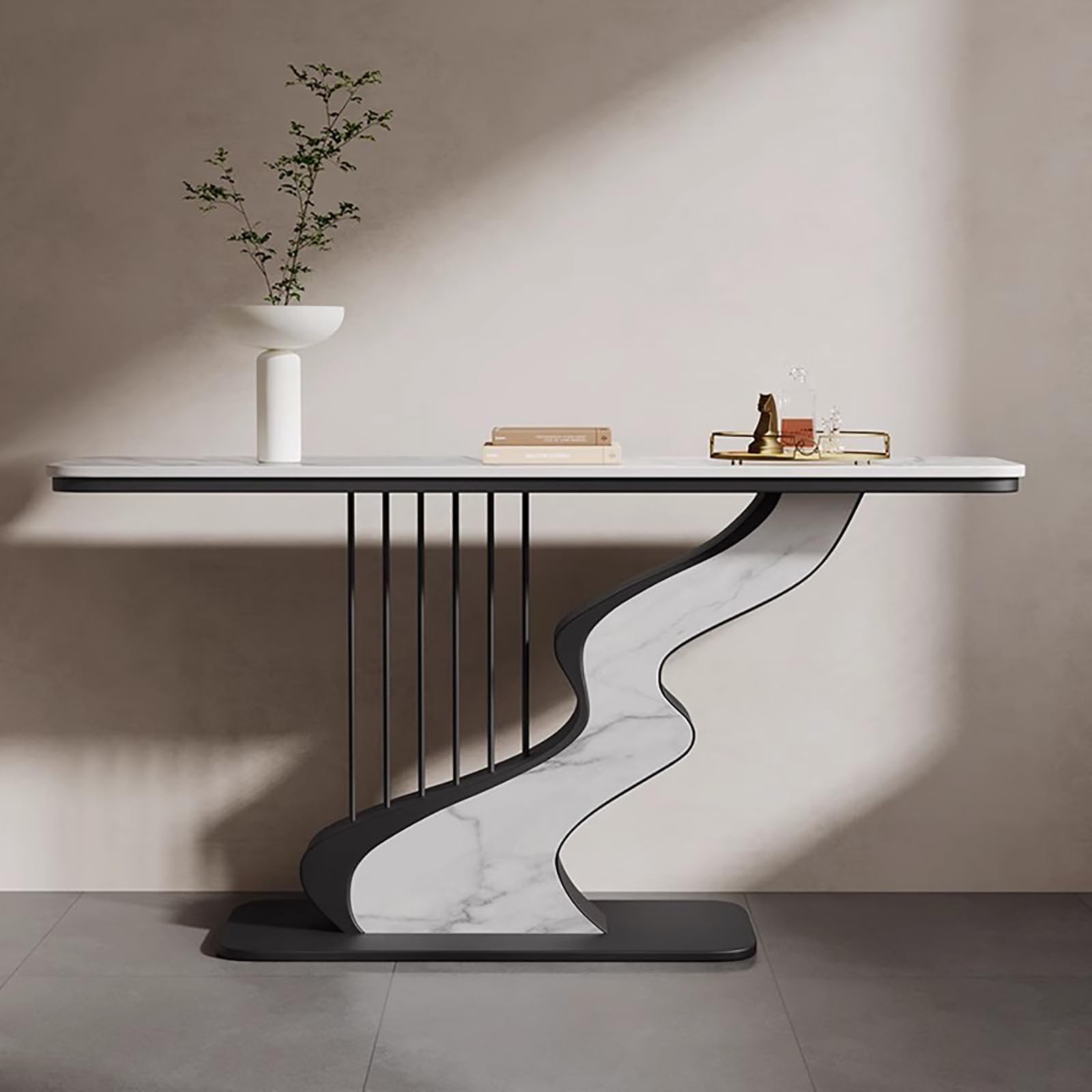 Modern Console Tables for Entryway,Stone Top Narrow Console Table With Metal Base,Sofa Console Table Entryway Table Entrance Table Hallway Table For
