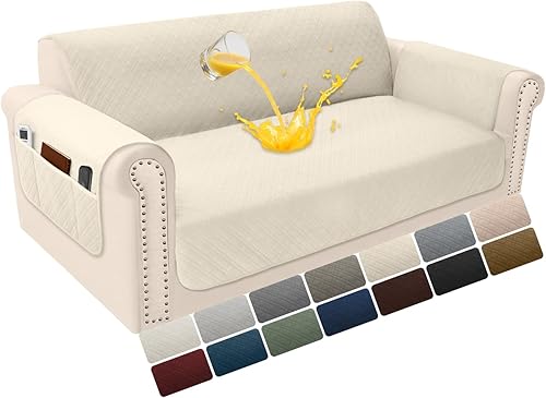 Miniatura 17 de Funda de terciopelo 100 % impermeable para perros, funda de sofá lavable para sofá de 3 plazas, juego de fundas acolchadas y antideslizantes con