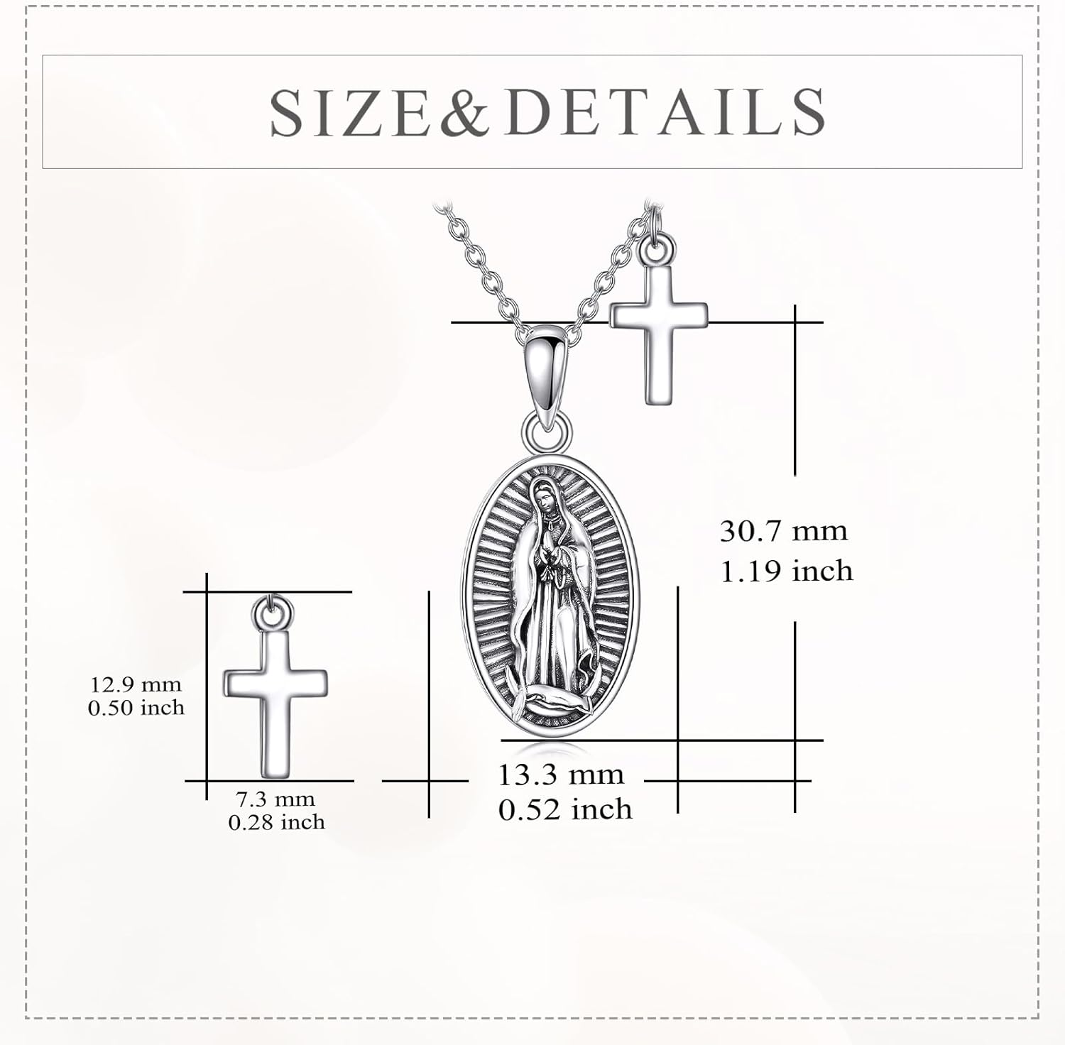 Virgin Mary Necklace Sterling Silver Cross Pendant Religious Mary Mother of God Jewelry Gifts for Women - Image 4