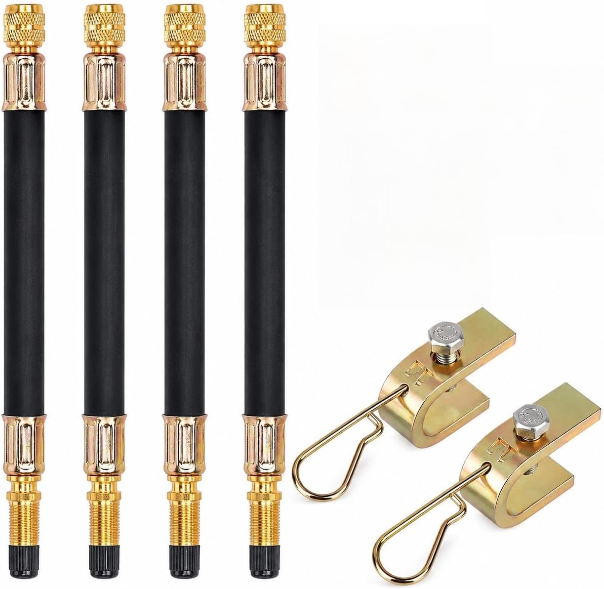 4 Pack Tire Valve Extension 19cm Clamps | 7.5 Inch Length Tyre Valve Extenders Adapter Heavy Vehicle Wheel Extension Rod Set for Camper Truck Bus RV Trailer