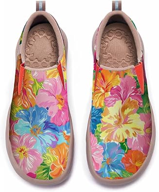 Casbeam Women's Non-Slip Lightweight Loafers Nature Print Outdoor Casual Walking Shoes