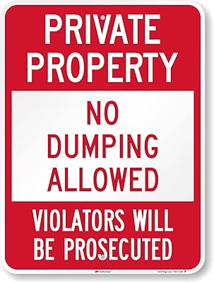 SmartSign 24 x 18 inch “Private Property - No Dumping Allowed, Violators Will Be Prosecuted†Metal Sign, 80 mil Aluminum, 3M Laminated Engineer Grade Reflective Material, Red and White