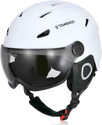 TOMSHOO Casco da Sci con Visiera, Caschi Sci Professionale con 14 Prese d'Aria Indipendenti, Fodera Rimovibile, Dimensione della Testa Regolabile per Sci Snowboard