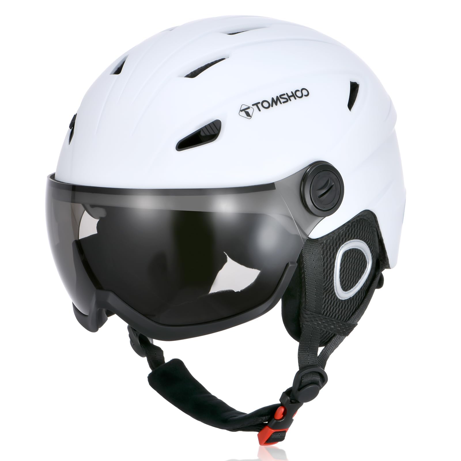 TOMSHOO Casco da Sci con Visiera, Caschi Sci Professionale con 14 Prese d'Aria Indipendenti, Fodera Rimovibile, Dimensione della Testa Regolabile per Sci Snowboard