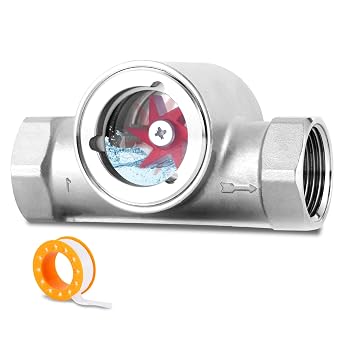 1" NPT Water Flow Indicator Flow Meter Indicator with Tape Stainless Flowmeter for Water Oil Gas