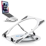 OMOTON Portable Laptop Stand for Desk, Ergonomic Computer Stand with 360° Rotating Base, 5-Level Adjustable Aluminum Foldable Mount, Compatible for 10-15.6