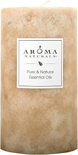 Aroma Naturals Ginger and Clove Essential Oil Beige Scented Pillar Candle, Earth, 2.75 inch x 5 inch