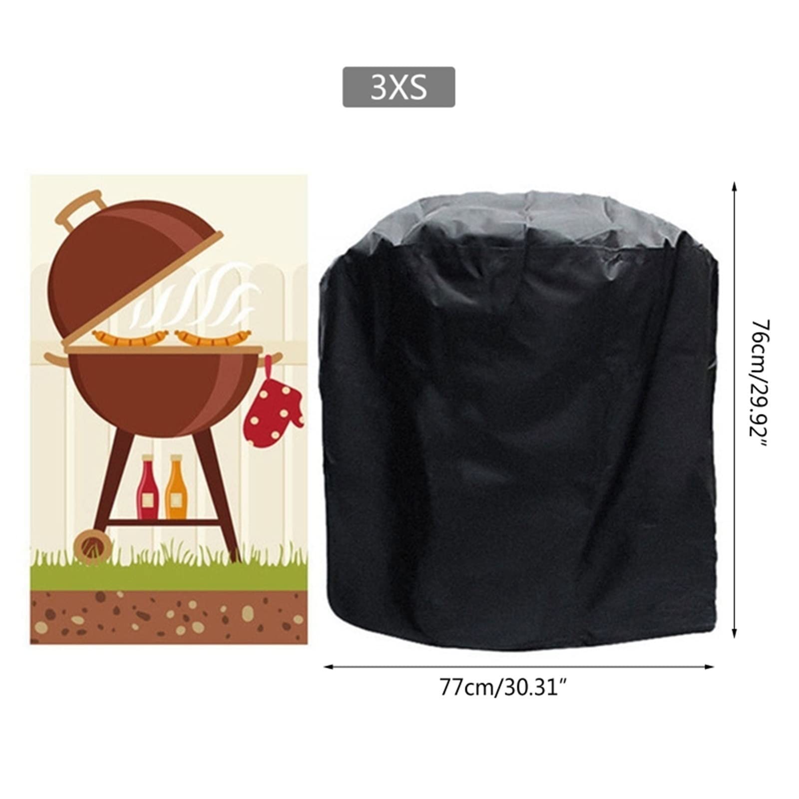 IWBR 1PC 190 T/210D pokrowiec na grilla przeciwkurzowy wodoodporny do Weber Heavy Duty Charbroil pokrowiec na grill przeciwdeszczowy pokrowiec na grill okrągły (Color : 77X76)