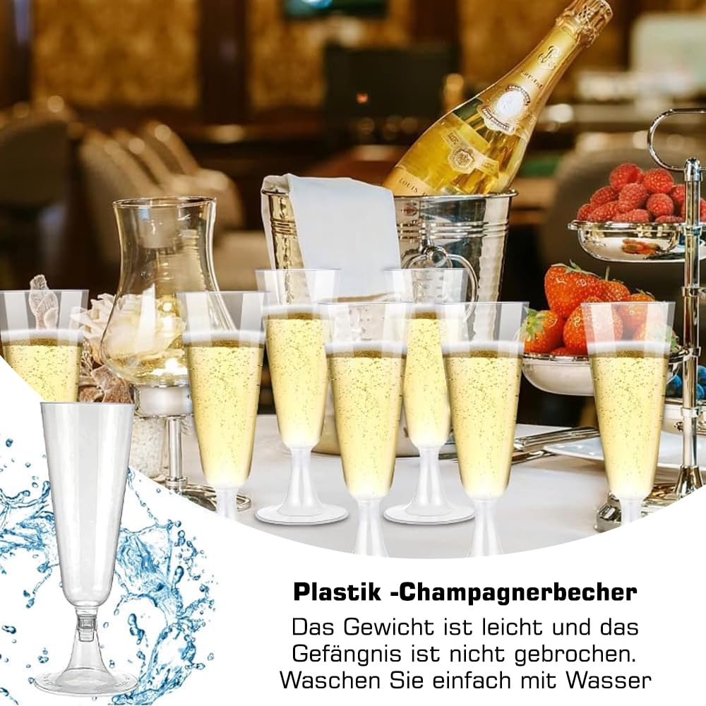 30 Sektgläser Aus Plastik – 160 Ml, Transparent & Langlebig Für Party & Picknick