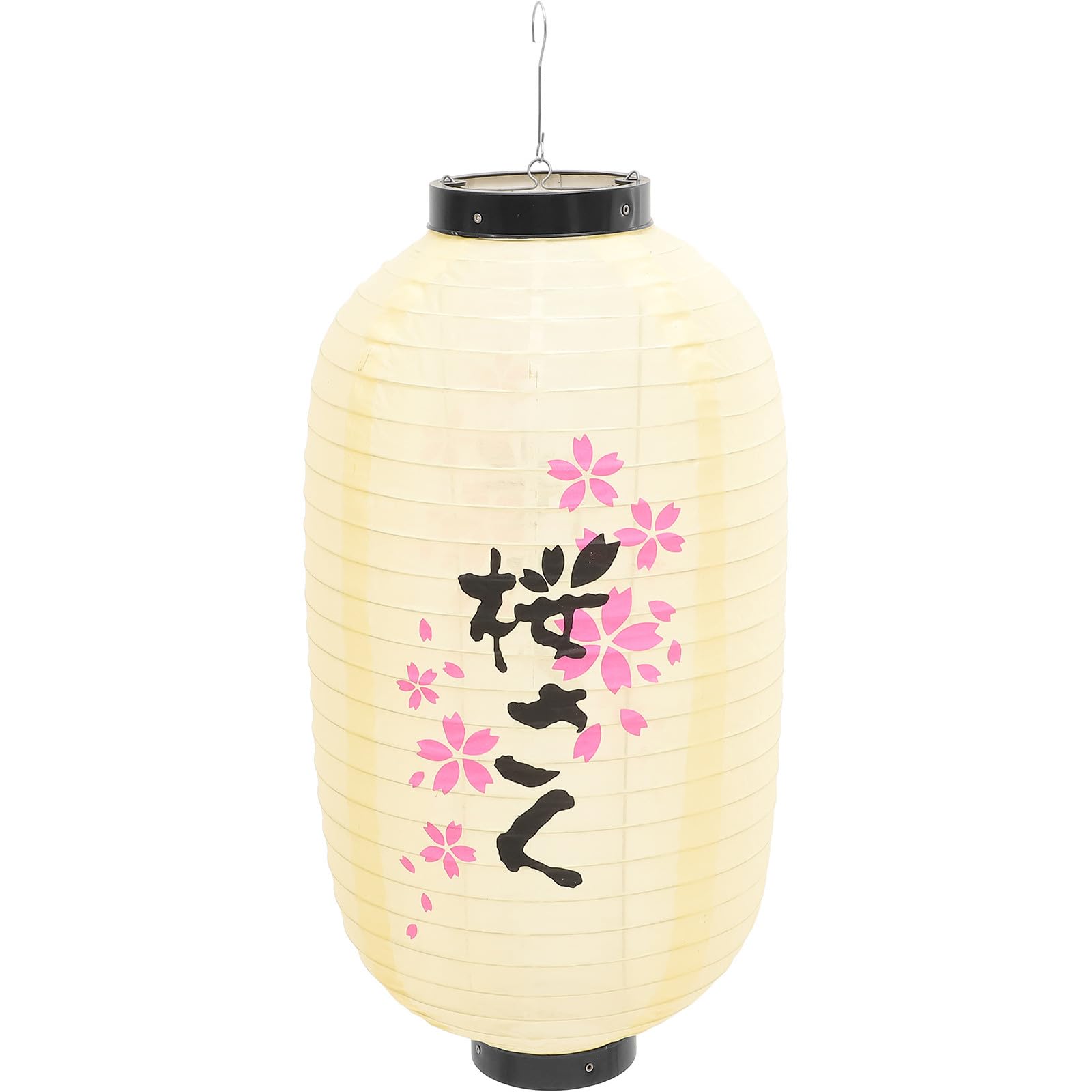HOMSFOU Japanese Cherry Blossom Lantern Hanging Lantern Waterproof Beige 25x48cm Outdoor Garden Festival Restaurant Décor