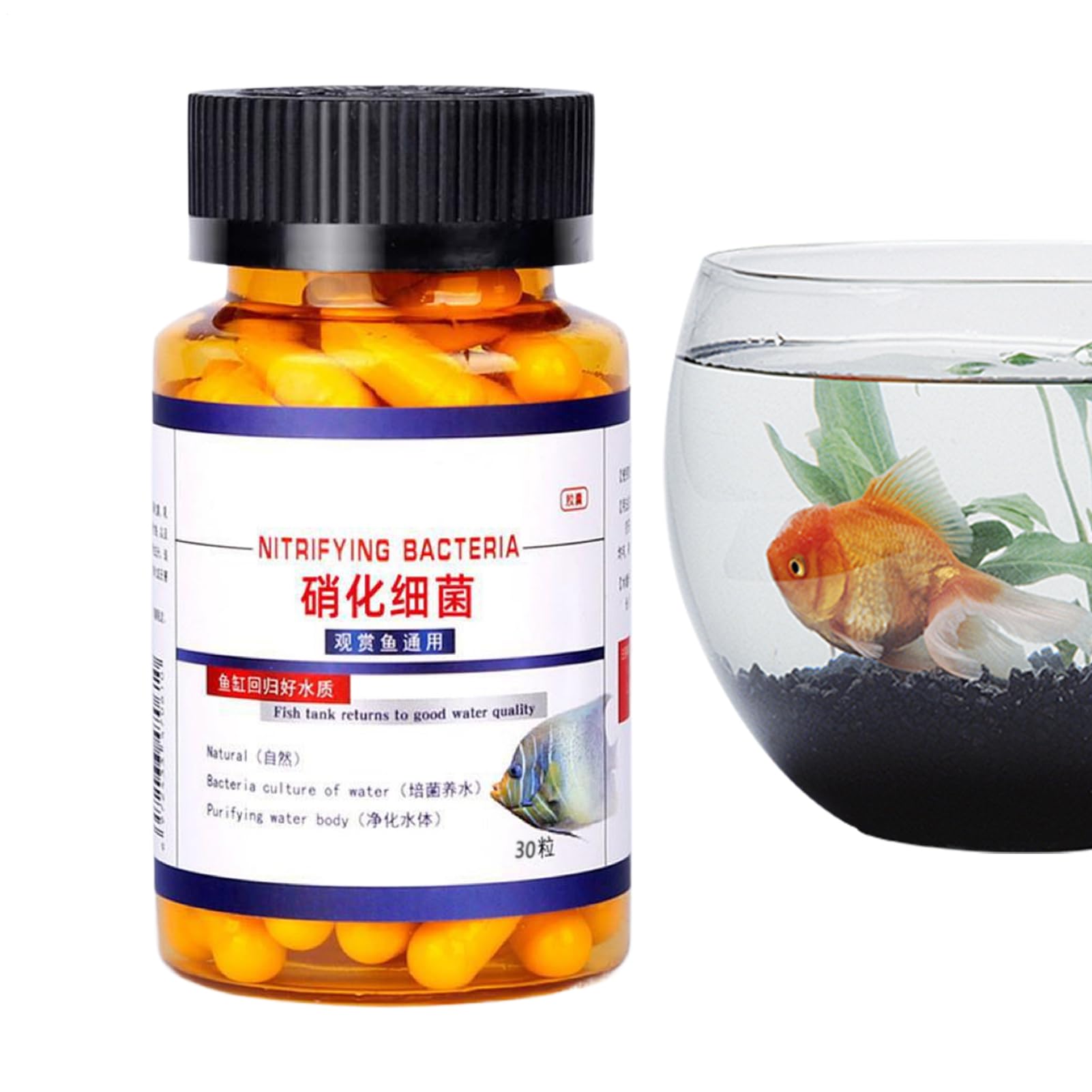 Fish Tank Water Purification Tablets - 30X Aquarium Water Conditioner,Safe and Effective Pills, Rapid Fish Tank Cleaner for Turbidity Removal
