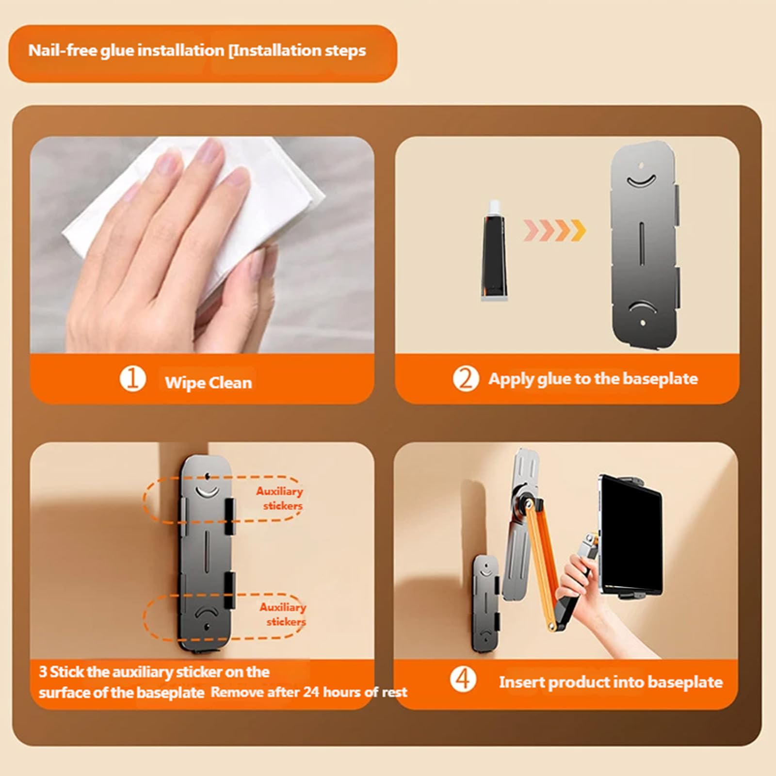 Soporte de pared para teléfono de escritorio, amplia compatibilidad, múltiple, ajuste flexible, construcción de metal para tabletas, configuración rápida, soporte de teléfono y tableta