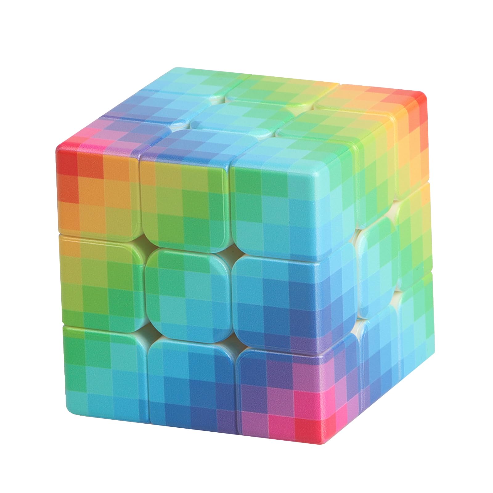 Gradient 3x3 Speed Cube, UV Printing Cube Magic Cube Educational Puzzles Toys for Kids,Beginners and Adults (Stickerless) Rainbow Mosaic