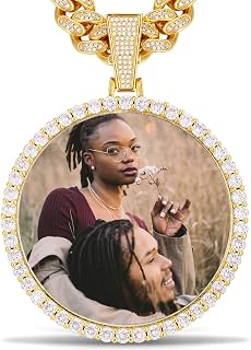 YIMERAIRE Oversized Large Custom Picture Necklace Pendant Personalized Photo Necklace Iced Out Necklce for Men