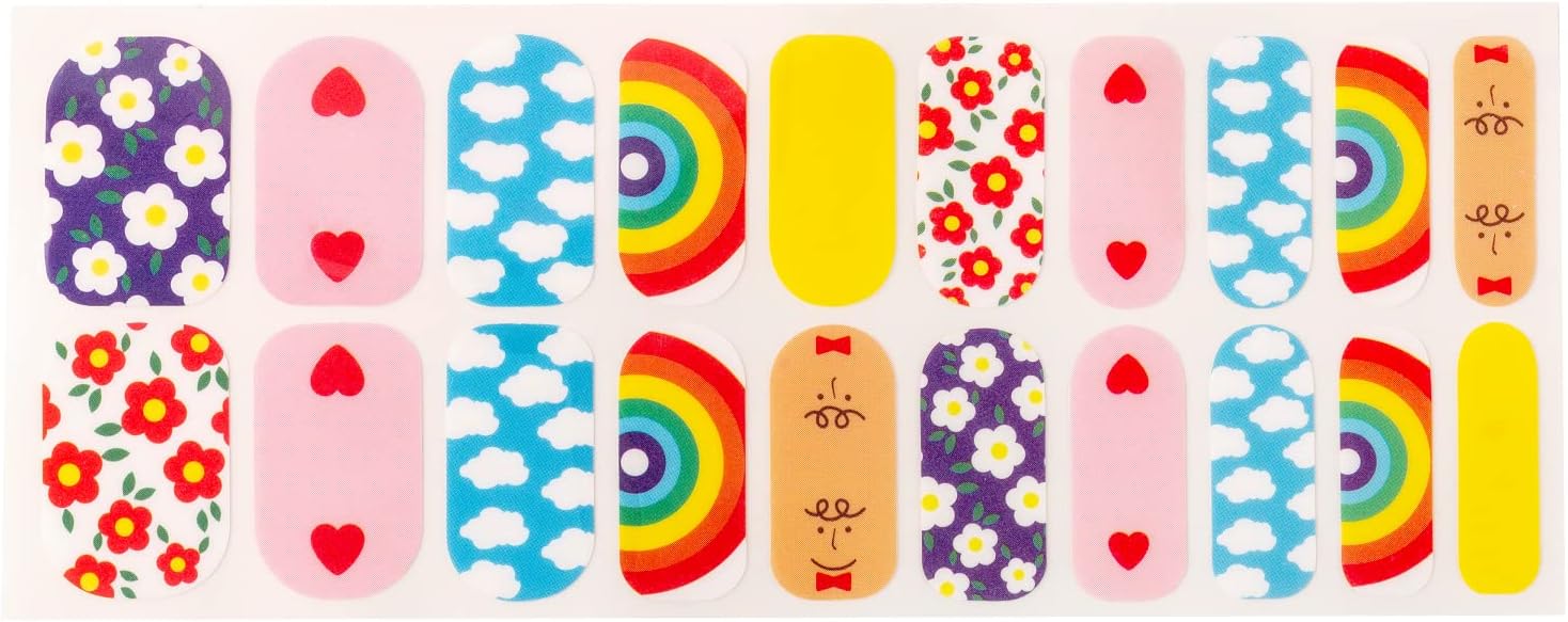 PaintLab Nail Sticker Wraps, Long-Lasting Nail Wraps for Girls, Teens and Women, Easy to Apply Nail Polish Stickers, One Size Fits All, 20 Pieces Nail Strips, Rainbow Cloud