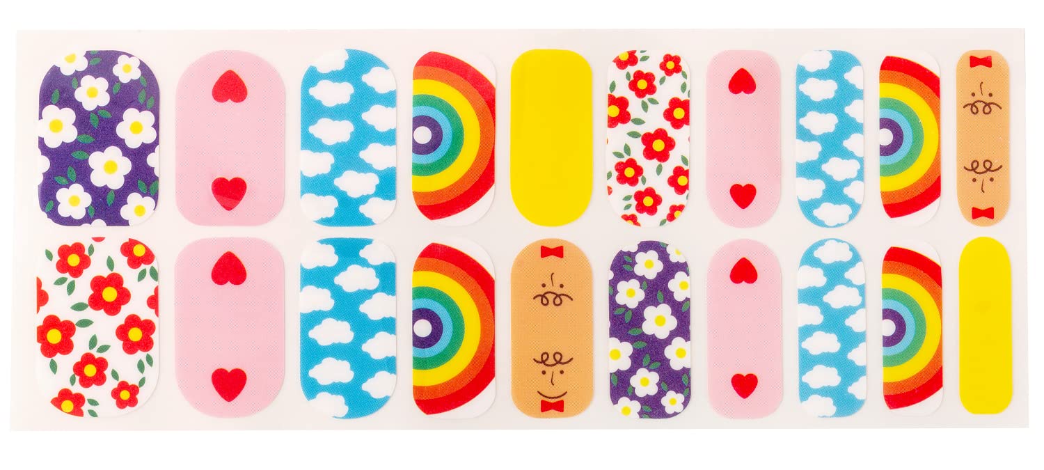PaintLab Nail Sticker Wraps, Long-Lasting Nail Wraps for Girls, Teens and Women, Easy to Apply Nail Polish Stickers, One Size Fits All, 20 Pieces Nail Strips, Rainbow Cloud