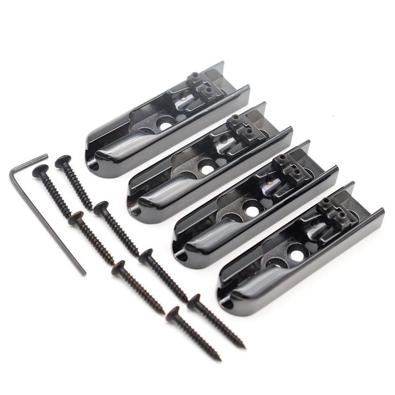 Bass Guitar Bridge Individual Tailpiece Single String for 4 Heavy Duty Saddles(4pcs Black)