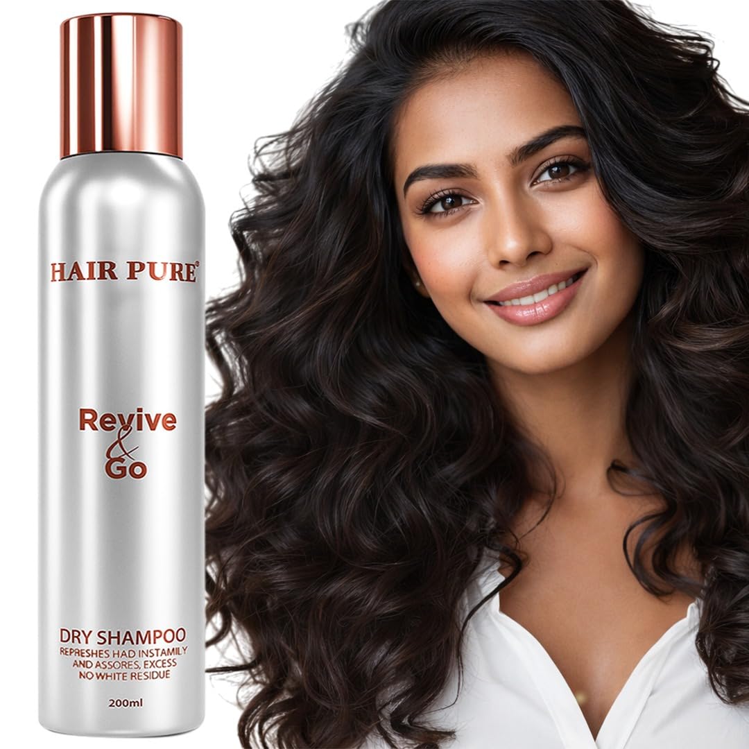 Hair Pure Dry Shampoo Spray for Women | 100% Natural Starch | Instant Hair Volumizer | Absorbs Oil and Dirt | Hair Refresher | with Natural Ingredients-200ml