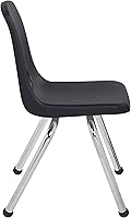 Vista 6 de FDP 10380-BK - Silla escolar apilable de 14 pulgadas, asiento apilable para estudiantes con patas de acero cromado y deslizadores de bolas