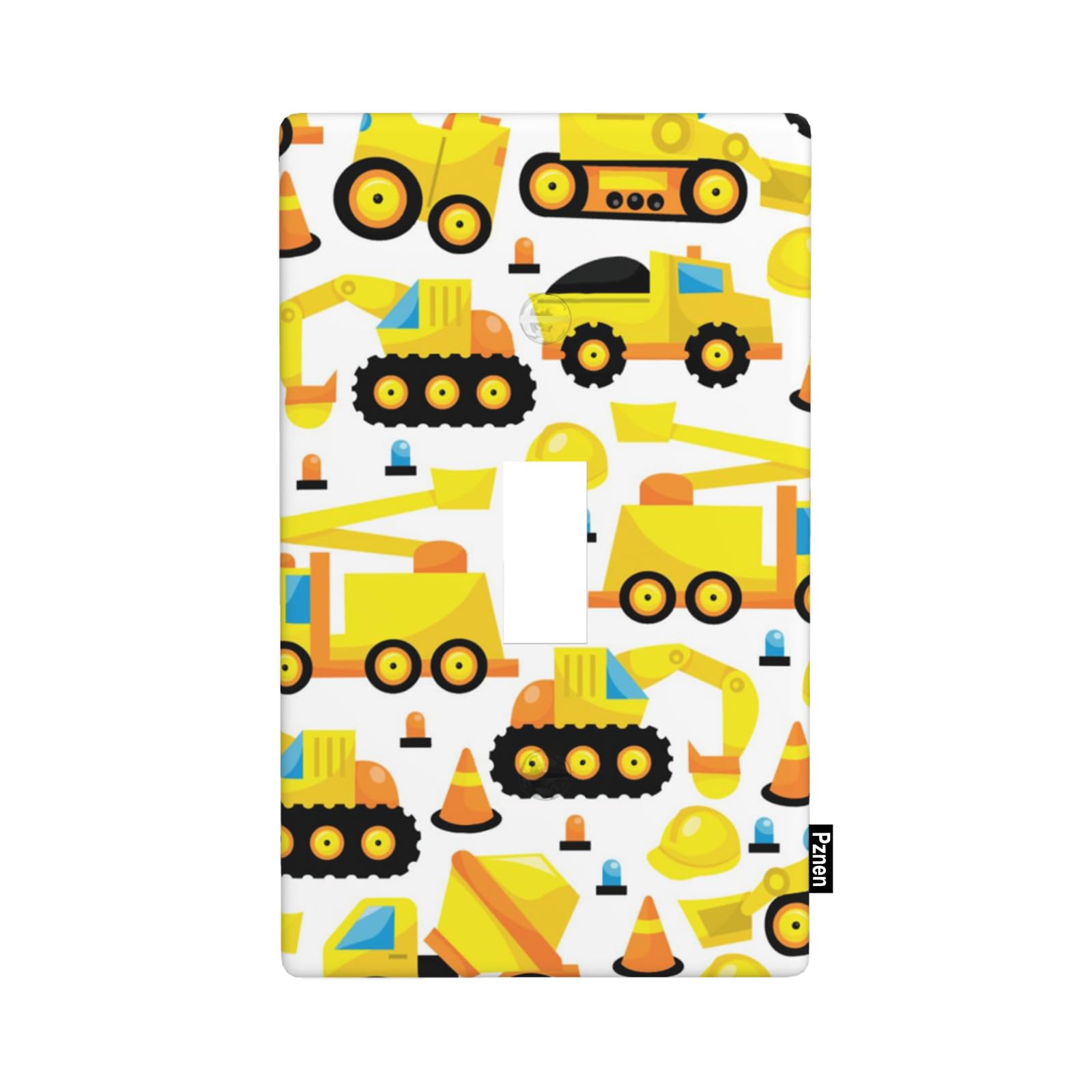 Pznen Construction Trucks Light Switch Cover Cartoon Cars Vehicles Single Toggle Wall Plate 1 Gang Switchplate 4.5"x 2.76" for Teen Boys Bedroom