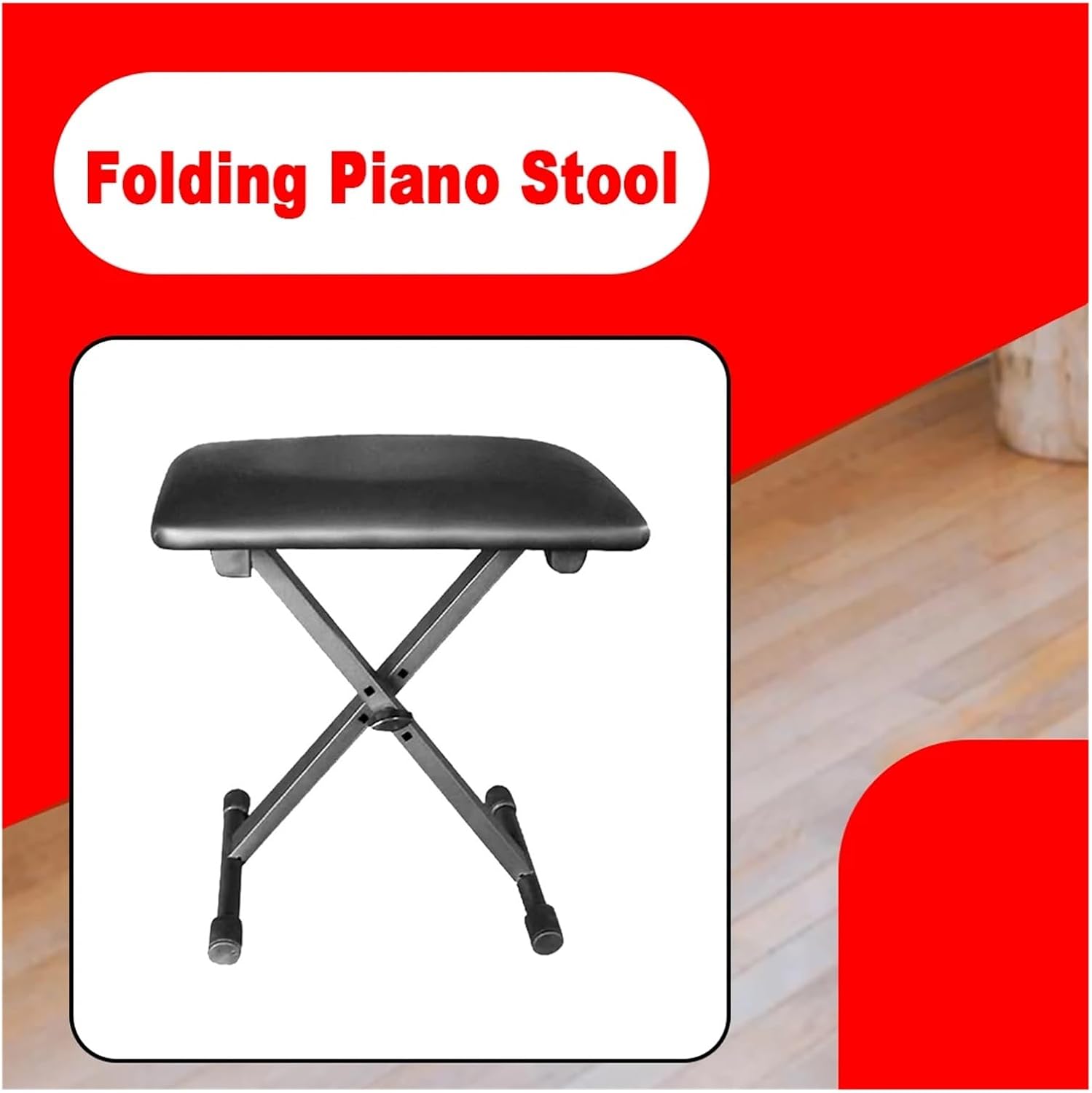 Adjustable Padded Keyboard Bench 1pc Piano Bench, Adjustable Keyboard Portable Stool Collapsible Chair Foldable Seat X-Style Non-Skid Design Black