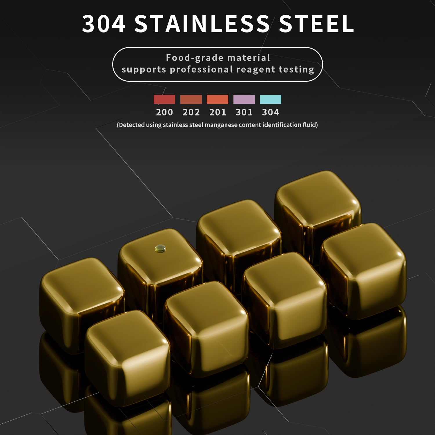 ShanSon Wine Chillers Metal Ice Cube 8 PCS Stainless Steel Whiskey Stones Reusable Whiskey Rocks Beverage Chilling Stones for Scotch and Bourbon Drinking Gifts Set for Men Dad Husband,Gold — Amazon image 5