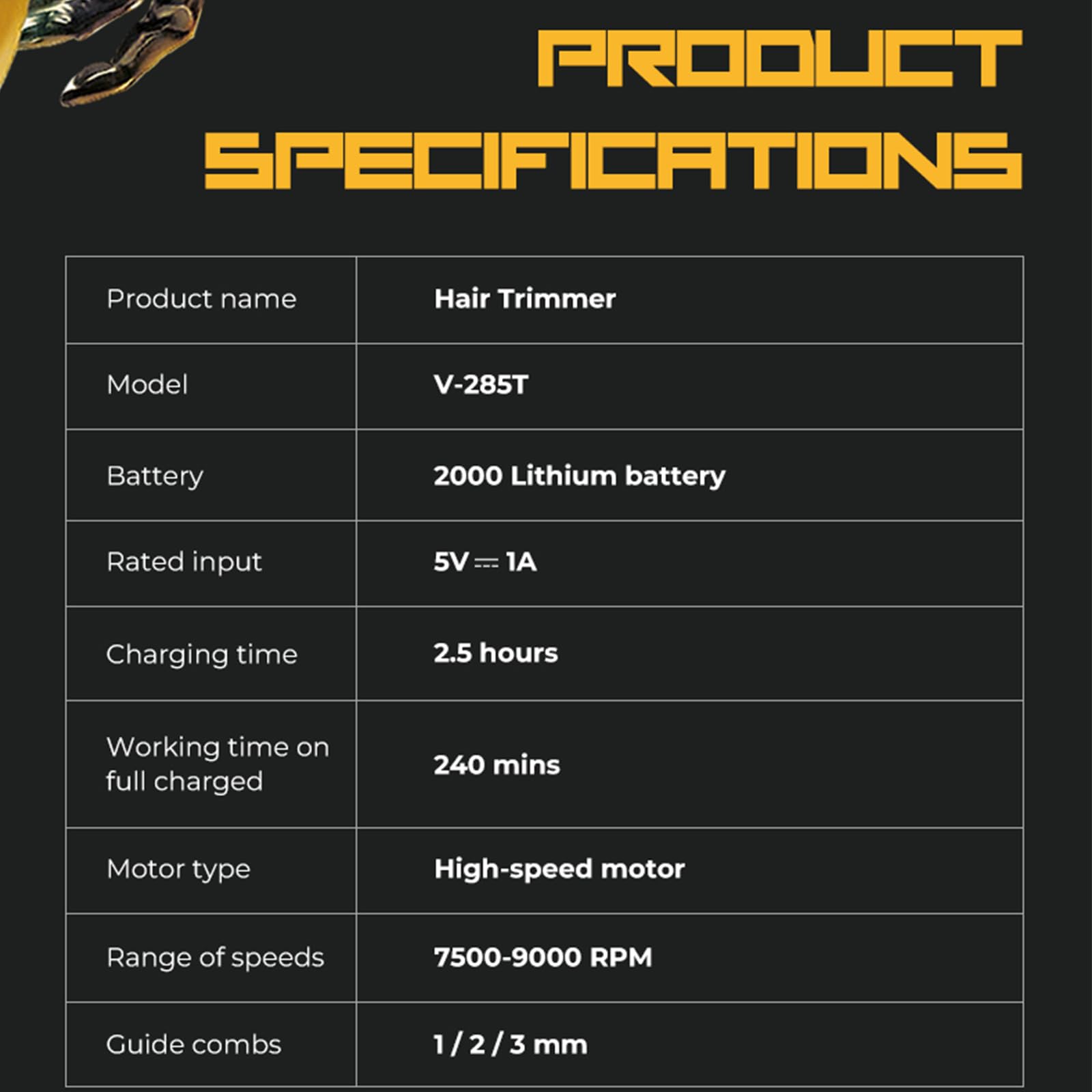 VGR 285T Professional Hair Trimmer for Men with Zero-Gap T-Blade