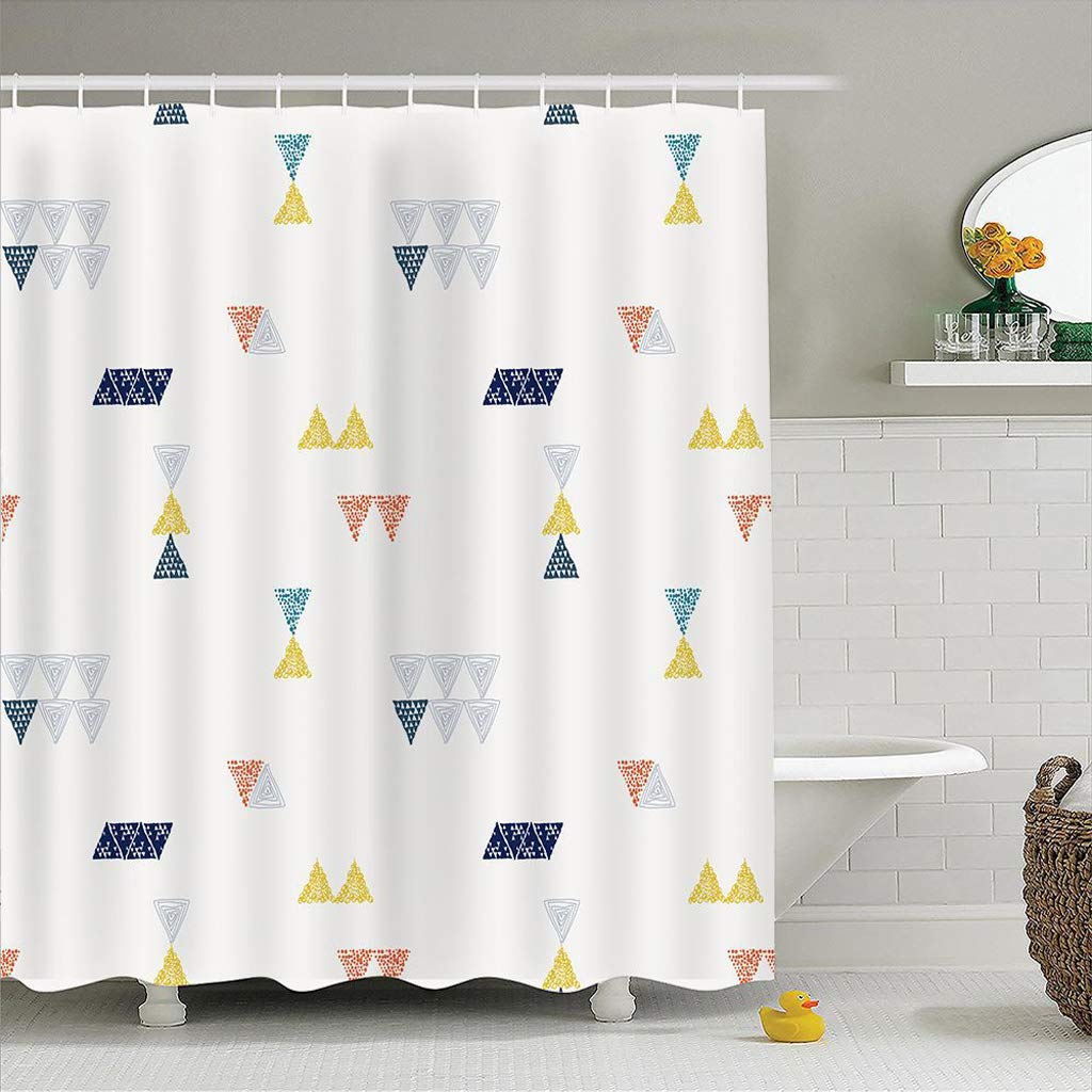 Rideau De Douche en Tissu De Polyester Imperméable, Rideau Lavable Résistant Au Mildiou pour La Salle De Bains, Anneaux De Rideau Et Ourlet Alourdi