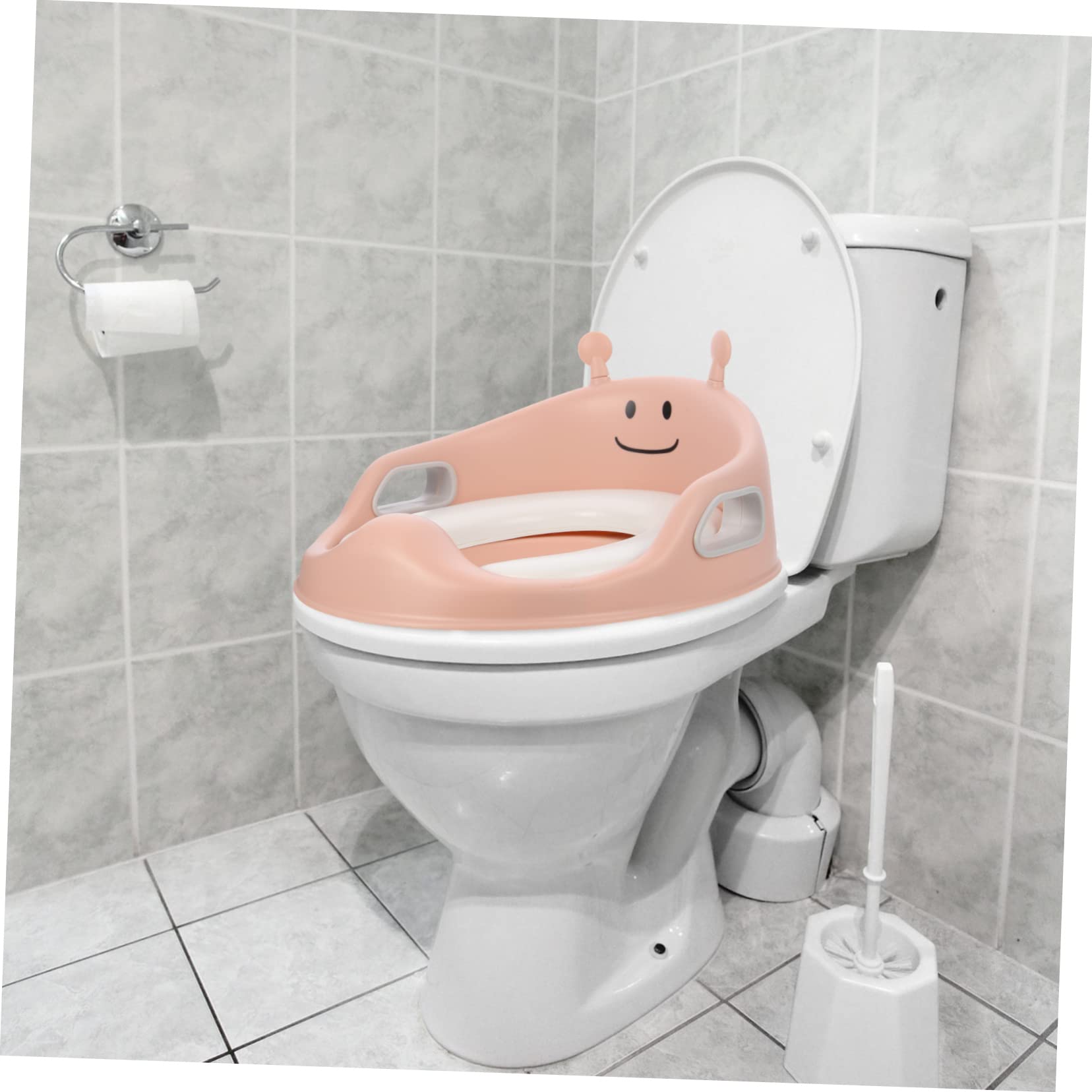 FRCOLOR Riduttore Wc Ragazzo Ragazza Portatile Con Impugnature Di Sicurezza Sedile Confortevole in Pu Design Ergonomico Schienale Adatto Ai Wc Standard Per Allenamento Vasino Autonomo Raga