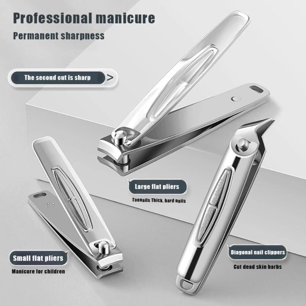 Coupe-Ongles 10 pièces - Kit de beauté Portable et élégant, idéal pour Les Voyages et Un Usage Quotidien (Gris)