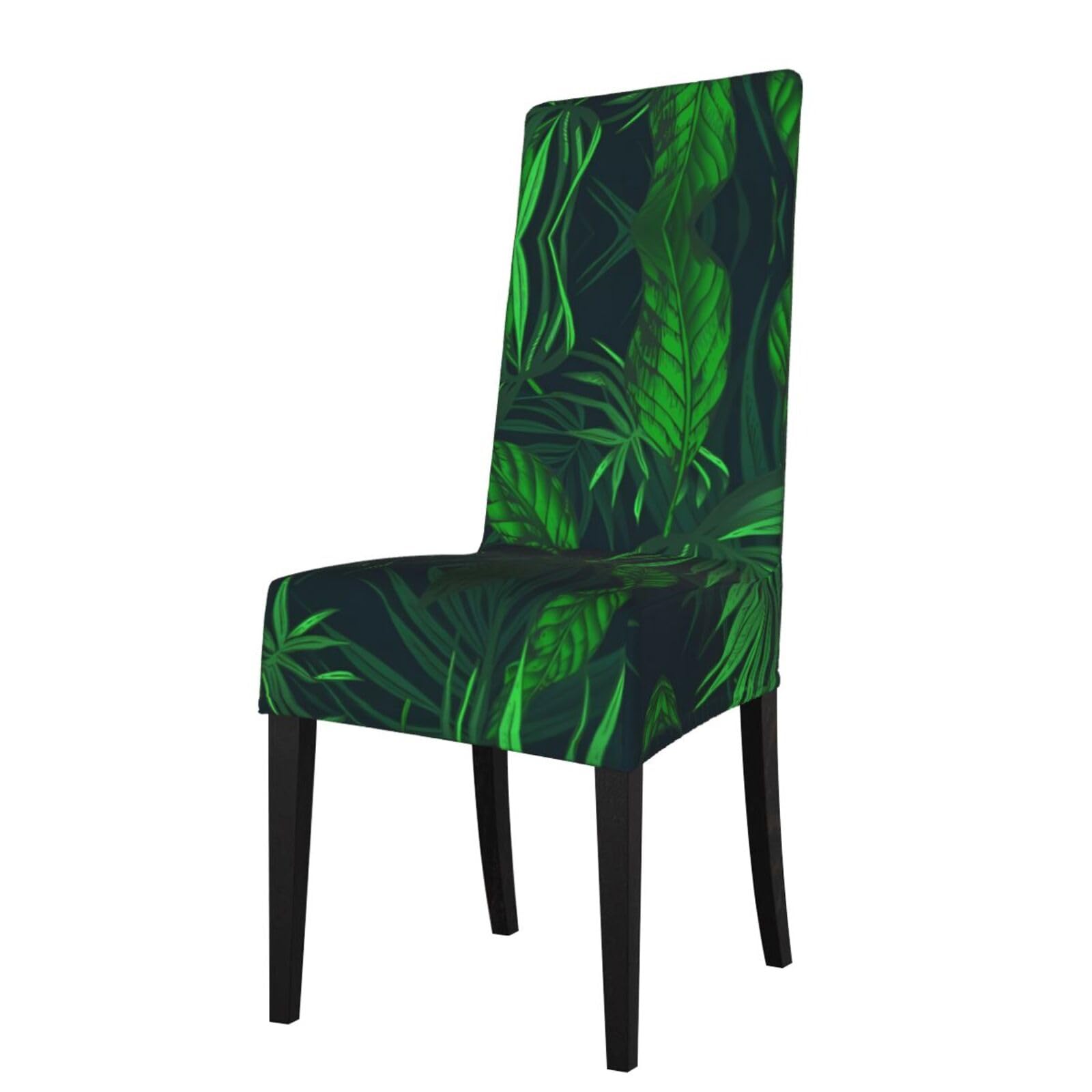 YYHWHJDE Green Tropical Jungle Plant Prints Protection Cover for Dining Chair – Stretchable Slipcovers for a Refreshing Dining Room Makeover