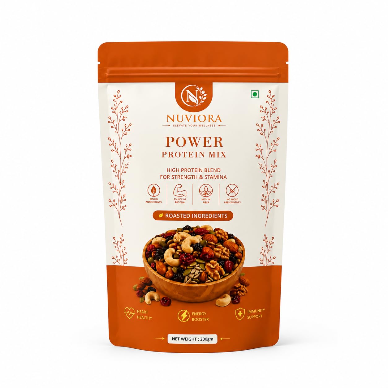 NUVIORA Power Protein Mix High Protein- Nuts & Seeds Snack 200g | High Protein | Nuts & Seeds | Source of Iron & Vitamin E | High Fiber | Ready to Eat | 200g-image-2