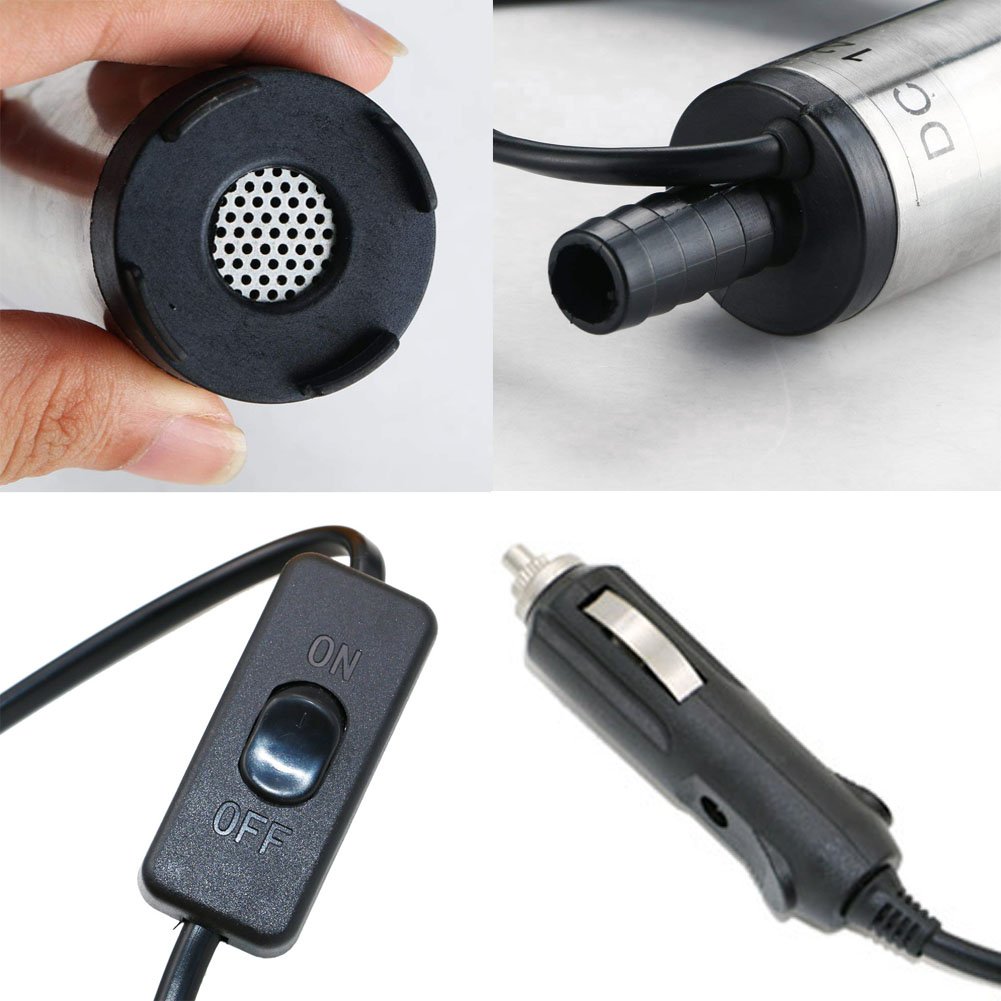 12 V 38 mm pompa zatapialna do wody olejowej oleju napędowego pompa do przenoszenia paliwa samochodowego, kabel 3 m z gniazdem zapalniczki samochodowej